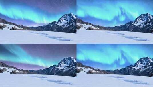 雪山极光自然风光素材高清在线视频素材下载