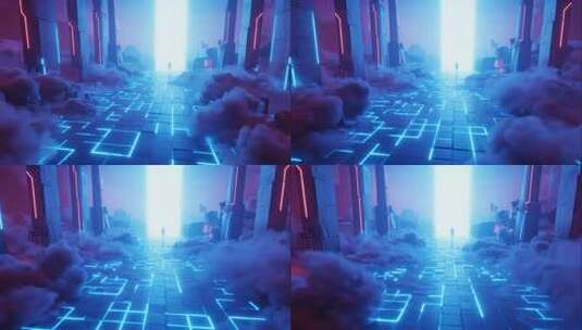 史诗感赛博朋克走向光门励志概念动画高清在线视频素材下载