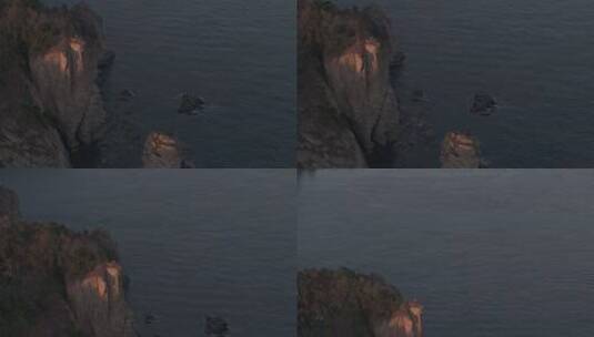 滨海崖壁 夕阳观景航拍高清在线视频素材下载