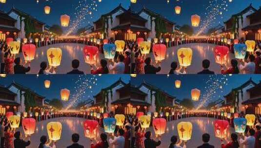 放飞孔明灯手工艺品许愿灯祈福4K高清在线视频素材下载
