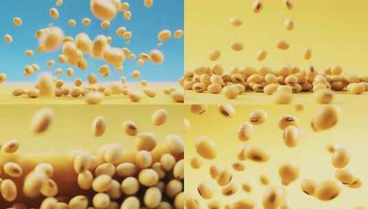 黄豆洒落微距特写素材高清在线视频素材下载