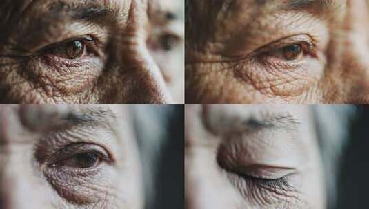 老人眼睛微距特写高清在线视频素材下载