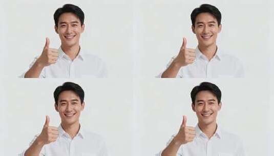 微笑男士竖拇指特写高清在线视频素材下载