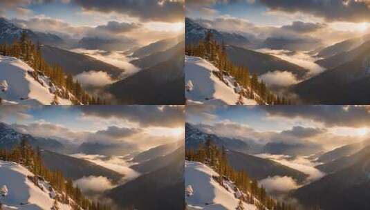 雪山云海日出自然风光高清在线视频素材下载