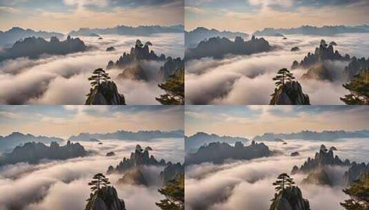 黄山云海壮丽山景高清在线视频素材下载