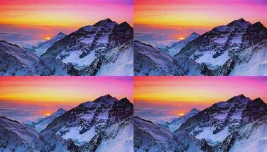 雪山日出壮丽风景高清在线视频素材下载