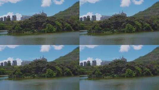 夏天的广东深圳荔林公园湖景风光高清在线视频素材下载