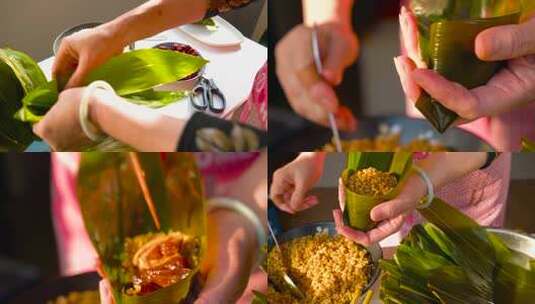 双手包粽子特写素材高清在线视频素材下载