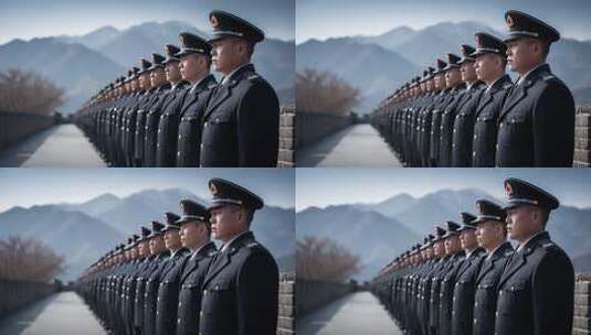 长城之上中国军人庄严肃立守护家国高清在线视频素材下载