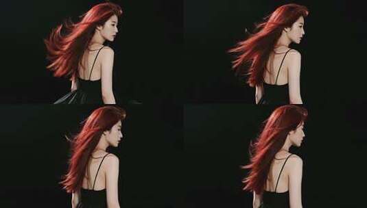 红发女孩时尚唯美人物肖像视频高清在线视频素材下载