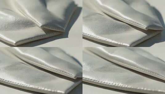 白色皮革面料特写高清在线视频素材下载