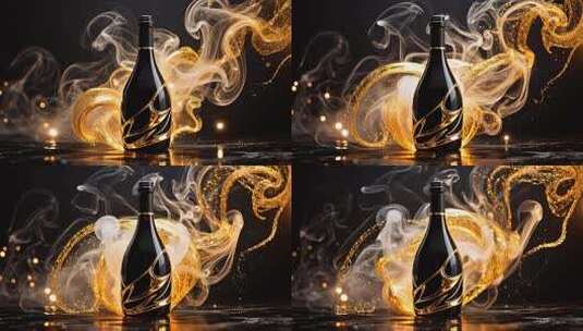 带金色光效的酒瓶素材高清在线视频素材下载