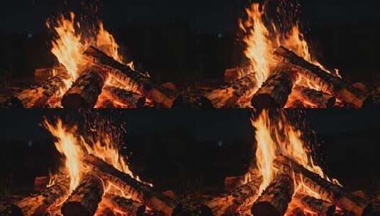 篝火燃烧温暖治愈圣诞跨年氛围视频高清在线视频素材下载