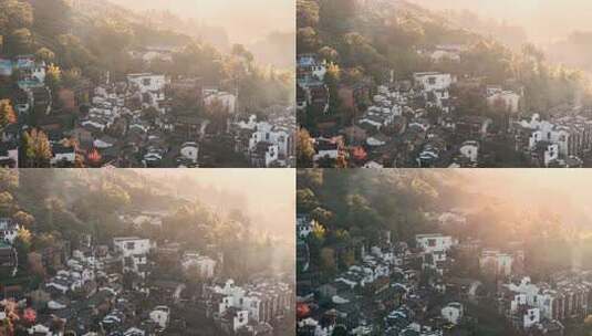 江西婺源篁岭美丽乡村晒秋航拍高清在线视频素材下载