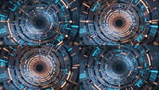 科技感蓝色隧道背景素材高清在线视频素材下载