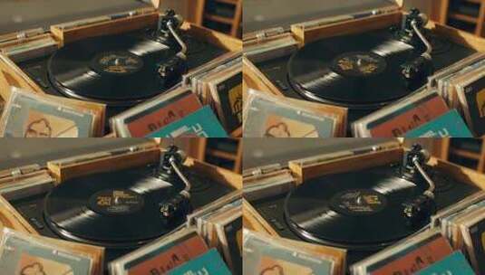 复古唱片机与唱片素材高清在线视频素材下载