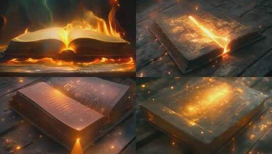 魔法古籍发光特效素材古书魔法书高清在线视频素材下载