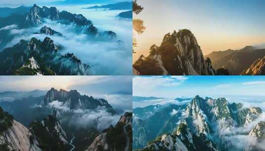 华山云雾缭绕的山峰美景壮丽山河云海风光高清在线视频素材下载