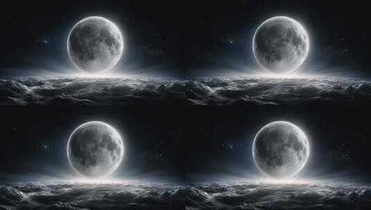 皓月当空照耀大地波涛汹涌高清在线视频素材下载