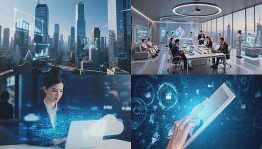 智慧城市智慧办公商务办公智慧科技数字化a高清在线视频素材下载