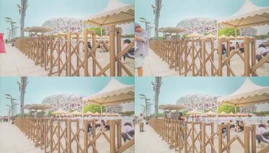 北京市奥体中心体育馆鸟巢延时高清在线视频素材下载