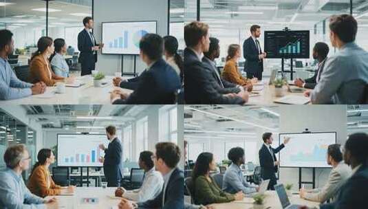 办公室团队商务汇报场景高清在线视频素材下载