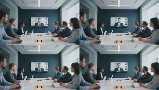 商务人士会议室视频会议场景高清在线视频素材下载