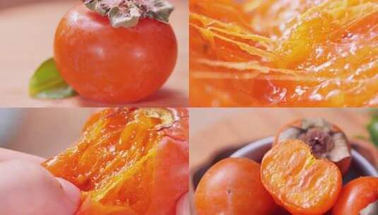 火晶柿子秋天红色水果果实水果高清在线视频素材下载