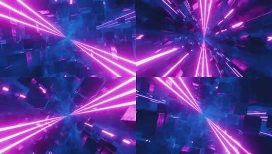 霓虹光线方块穿梭场景高清在线视频素材下载