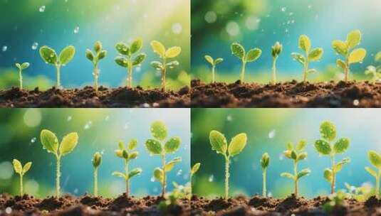 幼苗生长微距特写高清在线视频素材下载