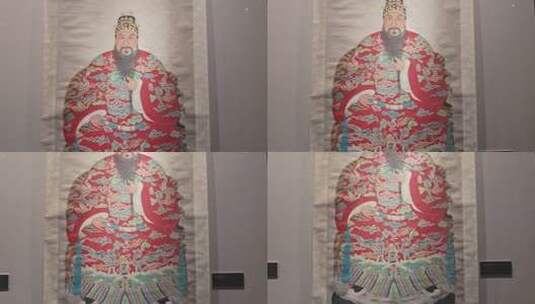 徽州文化博物馆展出的男人容像高清在线视频素材下载