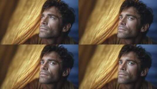 男人沉思眺望未来眼神充满希望高清在线视频素材下载