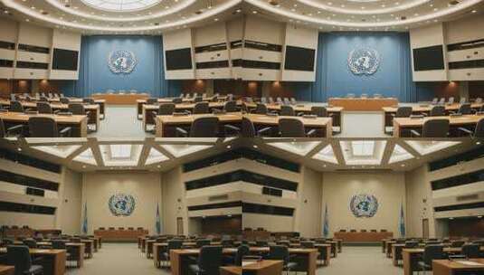 联合国会议室内部场景高清在线视频素材下载