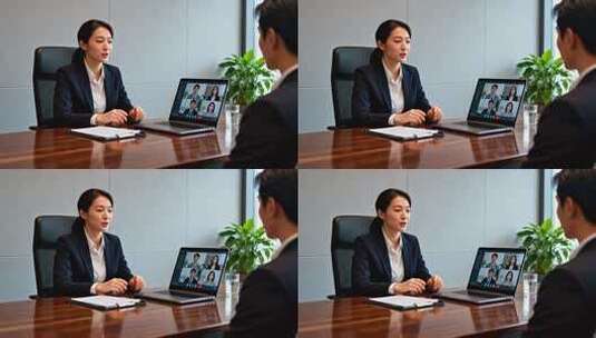 商务人士进行视频会议场景高清在线视频素材下载