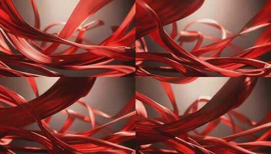 飘动的红色绸带素材高清在线视频素材下载