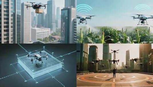 4K 无人机低空经济产业科技无人机应用场高清在线视频素材下载