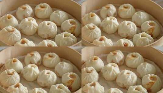 肉包子小笼包中华传统美食面食蒸笼高清在线视频素材下载