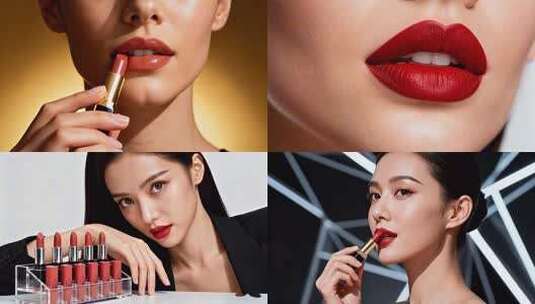 口红 红唇美妆广告大片 个性时尚美妆模特高清在线视频素材下载