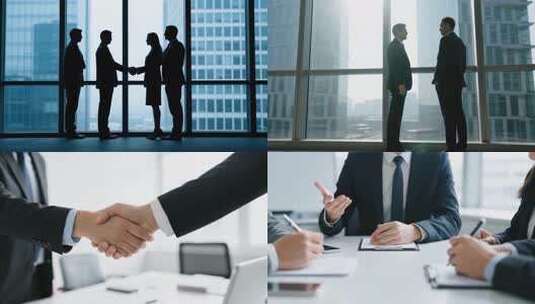 商务会议与合作洽谈，职场人士精英握手高清在线视频素材下载