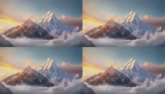 雪山云海日出景观高清在线视频素材下载