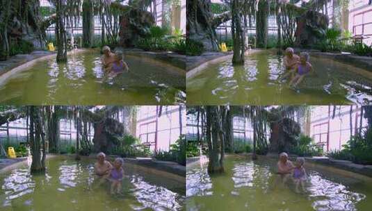 室内温泉中享受放松时光的两人高清在线视频素材下载