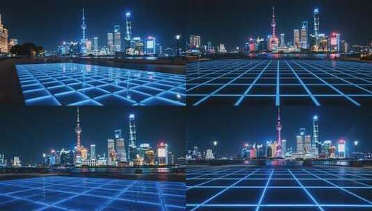 上海外滩陆家嘴夜景素材高清在线视频素材下载