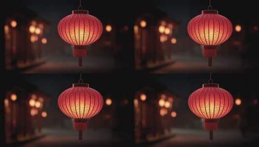 夜幕下温暖喜庆的中国红灯笼高清在线视频素材下载