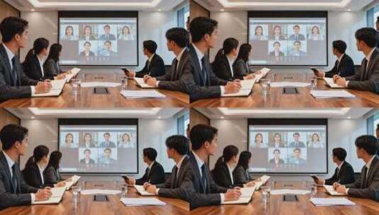 商务人士远程视频会议场景高清在线视频素材下载