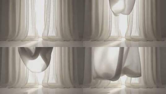 室内窗边白色窗帘光影画面高清在线视频素材下载