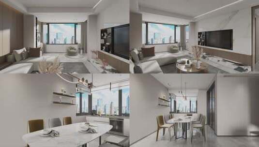 现代家居客餐厅空镜合集高清在线视频素材下载