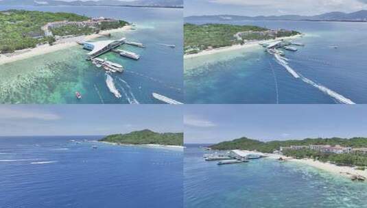 海岛码头海景俯瞰全景 海南三亚蜈支洲岛高清在线视频素材下载