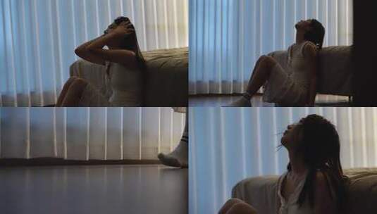 居家伤感的女人高清在线视频素材下载