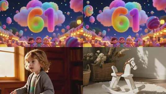 室内白色木质儿童摇摇马高清在线视频素材下载