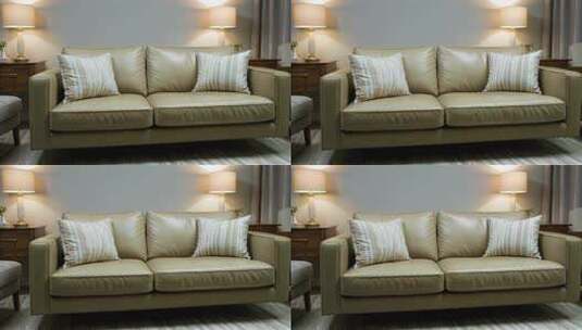 米色皮沙发家居场景高清在线视频素材下载